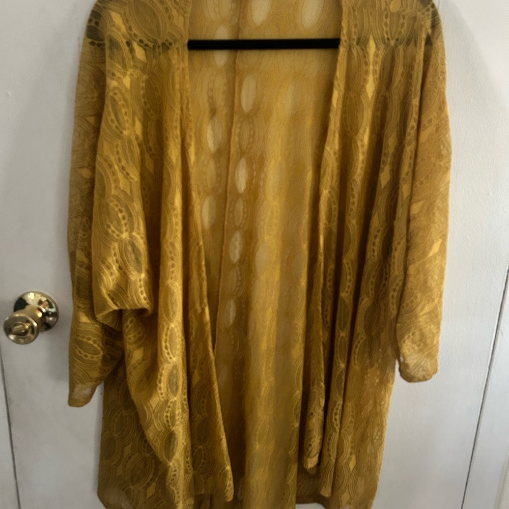 LuLaRoe Mustard Lace Blouse